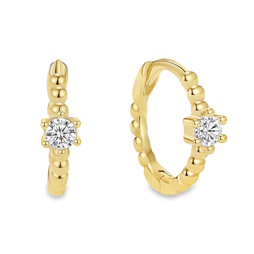 Isabella- Gold Earrings with White Zirconia Stone Detail