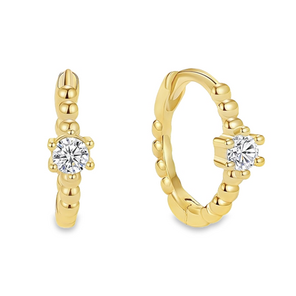 Isabella- Gold Earrings with White Zirconia Stone Detail