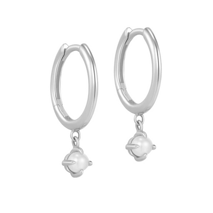 Teall Gold Hoop Earrings with Pearl Drop Detailing l Hypoallergenic