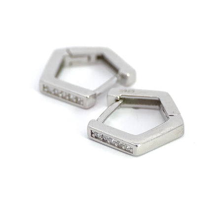 Riley-  Silver Geometric Earrings Adorned with Zirconia Stones