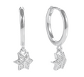 Savannah - Silver Flower Hoop Earrings with Clear Gemstone Detailing