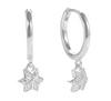 Savannah - Silver Flower Hoop Earrings with Clear Gemstone Detailing