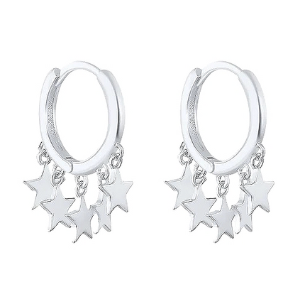 Teall Hoop Earrings with Star Drop Pendant Detailing l Hypoallergenic