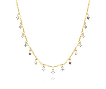 SKYLAR - Classic Gold Multi Colored Gemstones Necklace