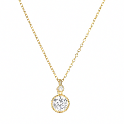 Teall Simple Chain Necklace with Round Clear Stone Pendant