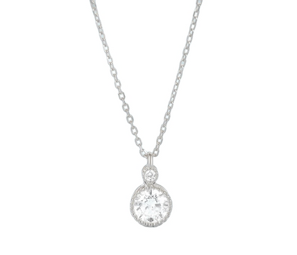 Teall Simple Chain Necklace with Round Clear Stone Pendant