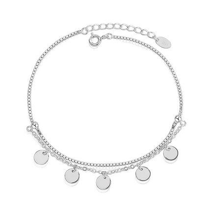 Teall Silver Round Charm Pendant Bracelet