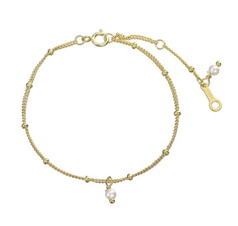 Daniella - Classic Gold Bracelet with White Beads