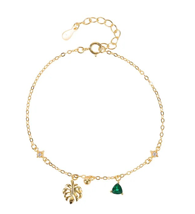 Jayla - Gold Bracelet with Green Gemstone Detailing