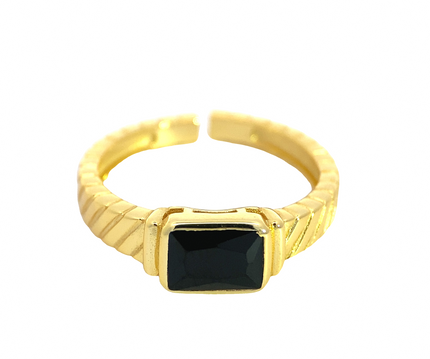 Maryam- Stunning Gold Ring with Black Zirconia Stone
