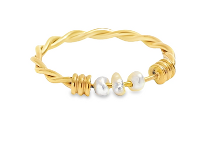 Teall Gold Fidget Ring with Pearl Detailing