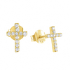 Crystal - Elegant Gold Cross Zirconia Earrings