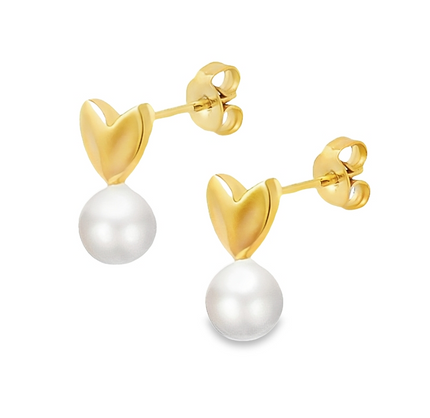 Estrella - Heart pearl stud earrings