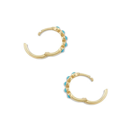 April - Gold Hoop Earrings with Turquoise Stone Detailing
