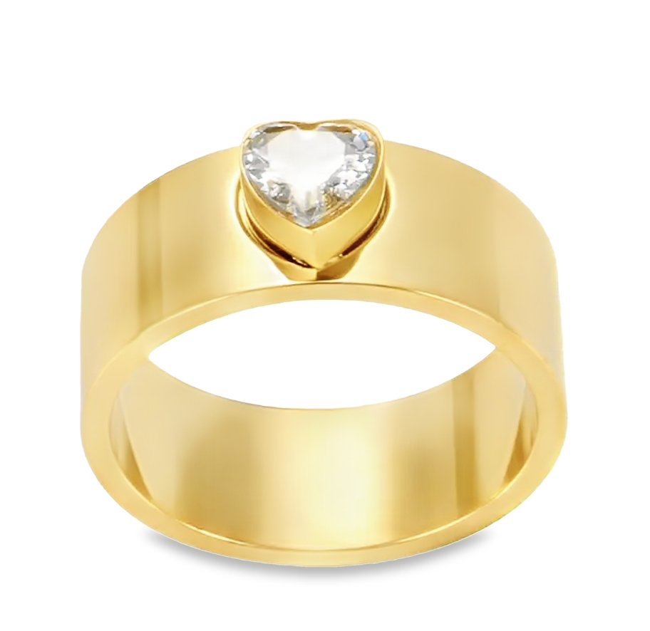 Teall Gold Heart-Shaped with Clear Stone Detailing