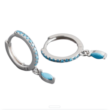 Teall Gold Hoop Earrings with Blue Gemstone Detailing l Hypoallergenic