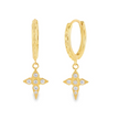 Aubri - Gold Hoop Earrings with Cross Pendant