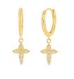 Aubri - Gold Hoop Earrings with Cross Pendant