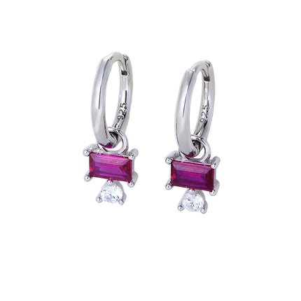 REGINA - Gold Hoop Earrings with Purple & White Gemstones