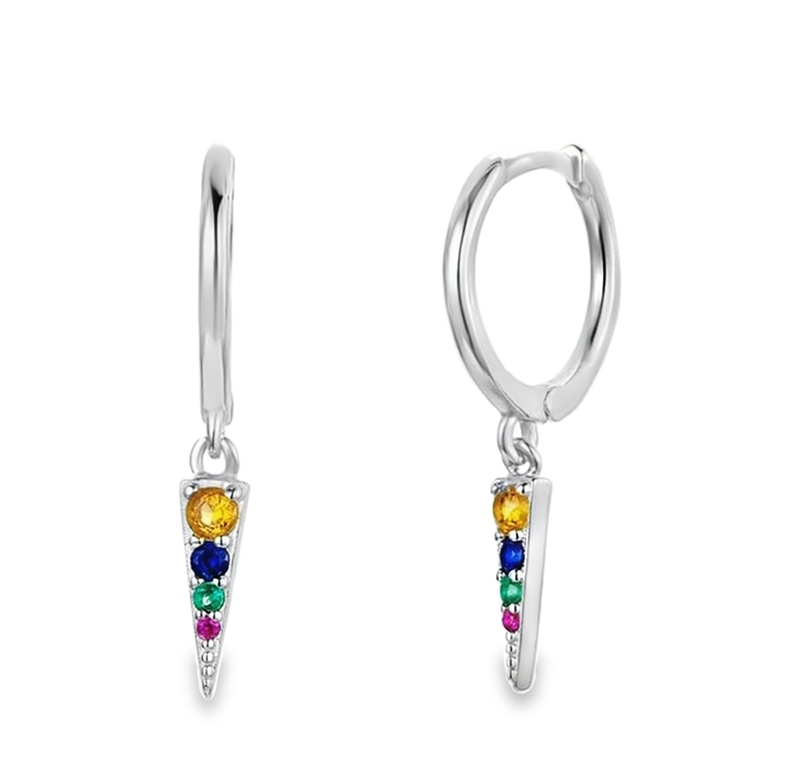 ADLEY - Hoop Earrings - Gold Vermeil - Multi-coloured Gemstone Detailing - Tarnish Free