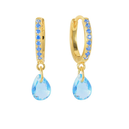 Teall Mari Gold Hoop Earrings  with Yellow Gemstone Detailing