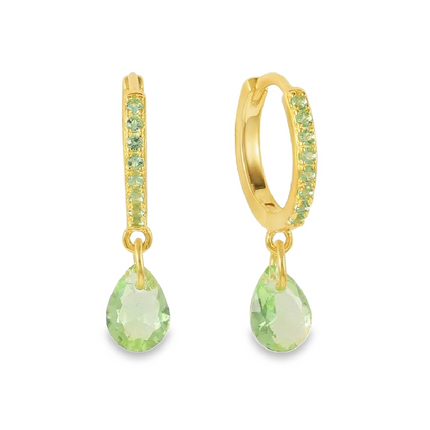 Teall Mari Gold Hoop Earrings  with Yellow Gemstone Detailing