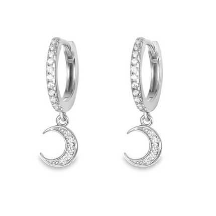 Sterling Silver Moon Hoop Earrings by Teall Jewellery