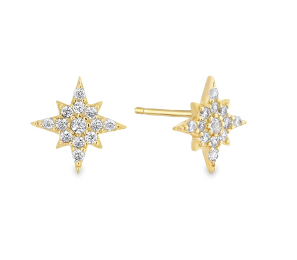 Teall  Gold Star Stud Earrings with Clear Gemstone Detailing l Hypoallergenic