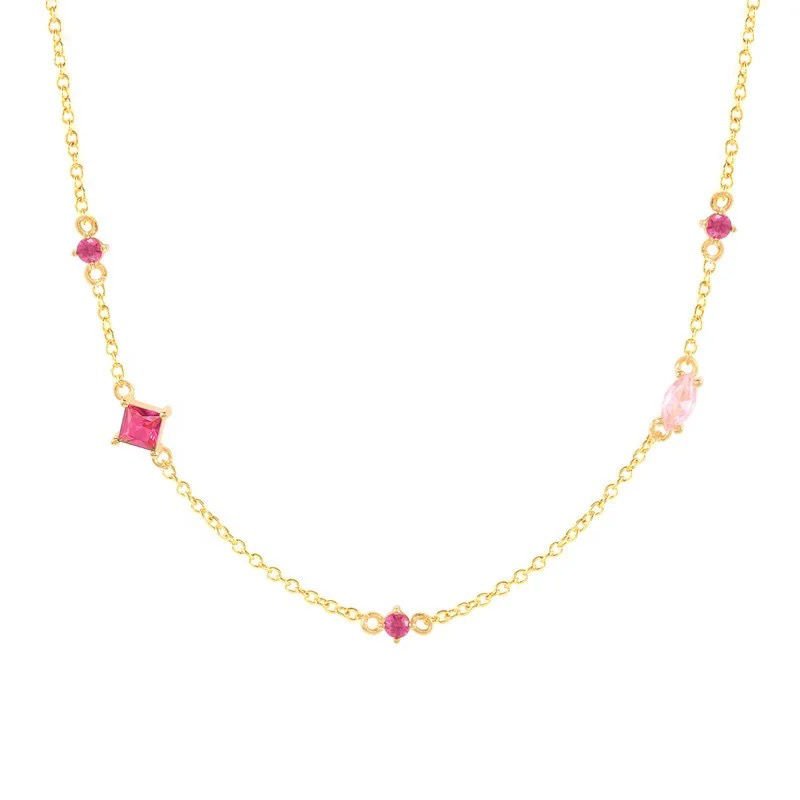 ELLE Pink Stone Necklace | Gold