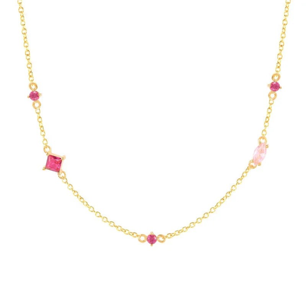 ELLE Pink Stone Necklace | Gold