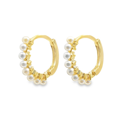 Bell - Gold Mini Pearl Hoop Earrings