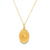 Teall Gold Chain Necklace with Oval Detailed Pendant