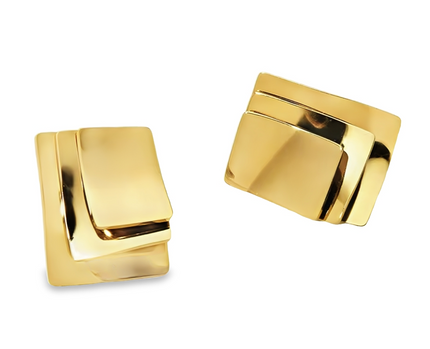 Gold Square Geometric Statement Sud Earrings