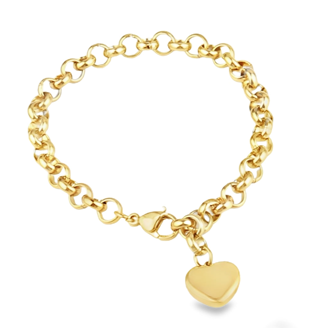 Teall Chunky Chain Bracelet with Solid Heart Pendant