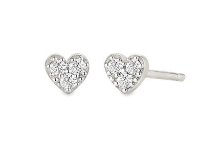 Teall Tiny Heart Studs with Clear Gemstone Detailing