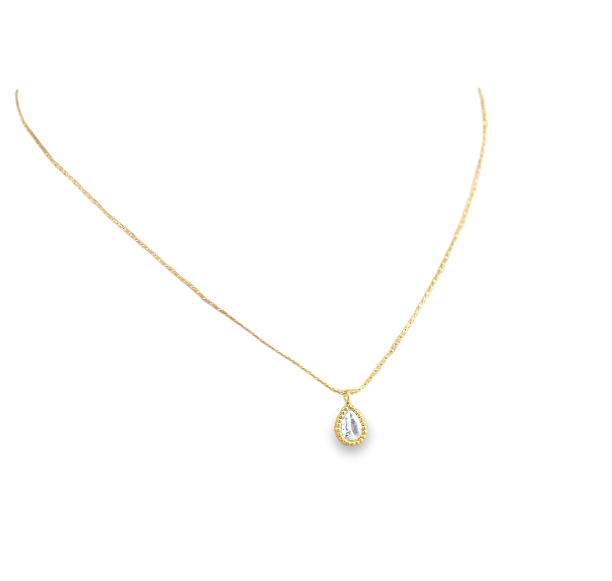 By Teall Clear Gemstone Tear Drop Pendant