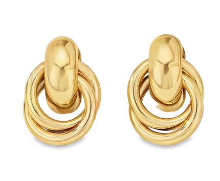 hunky statement drop studs with three interlocked circles in a Gold finish by Teall Jewellery