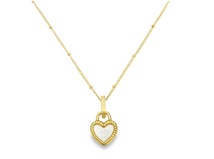 Double Sided Black and White Heart Lock Necklace by Teall