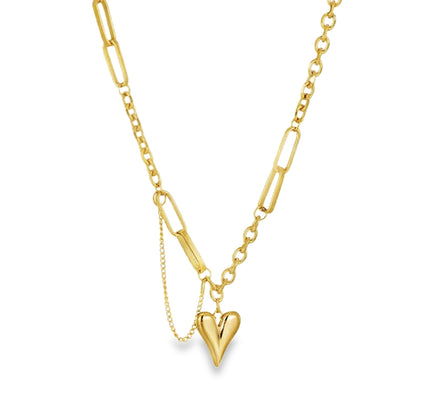 Gold Heart Pendant Chain Necklace by Teall