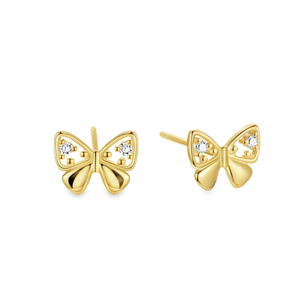 Butterfly Stud Earrings With Clear Gemstone Detailing by Teall