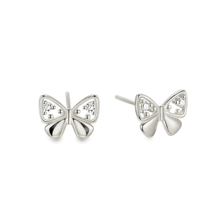 Butterfly Stud Earrings With Clear Gemstone Detailing by Teall