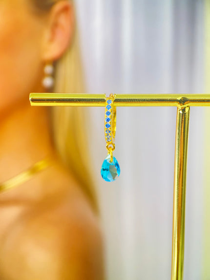 Teall Mari Gold Hoop Earrings  with Yellow Gemstone Detailing