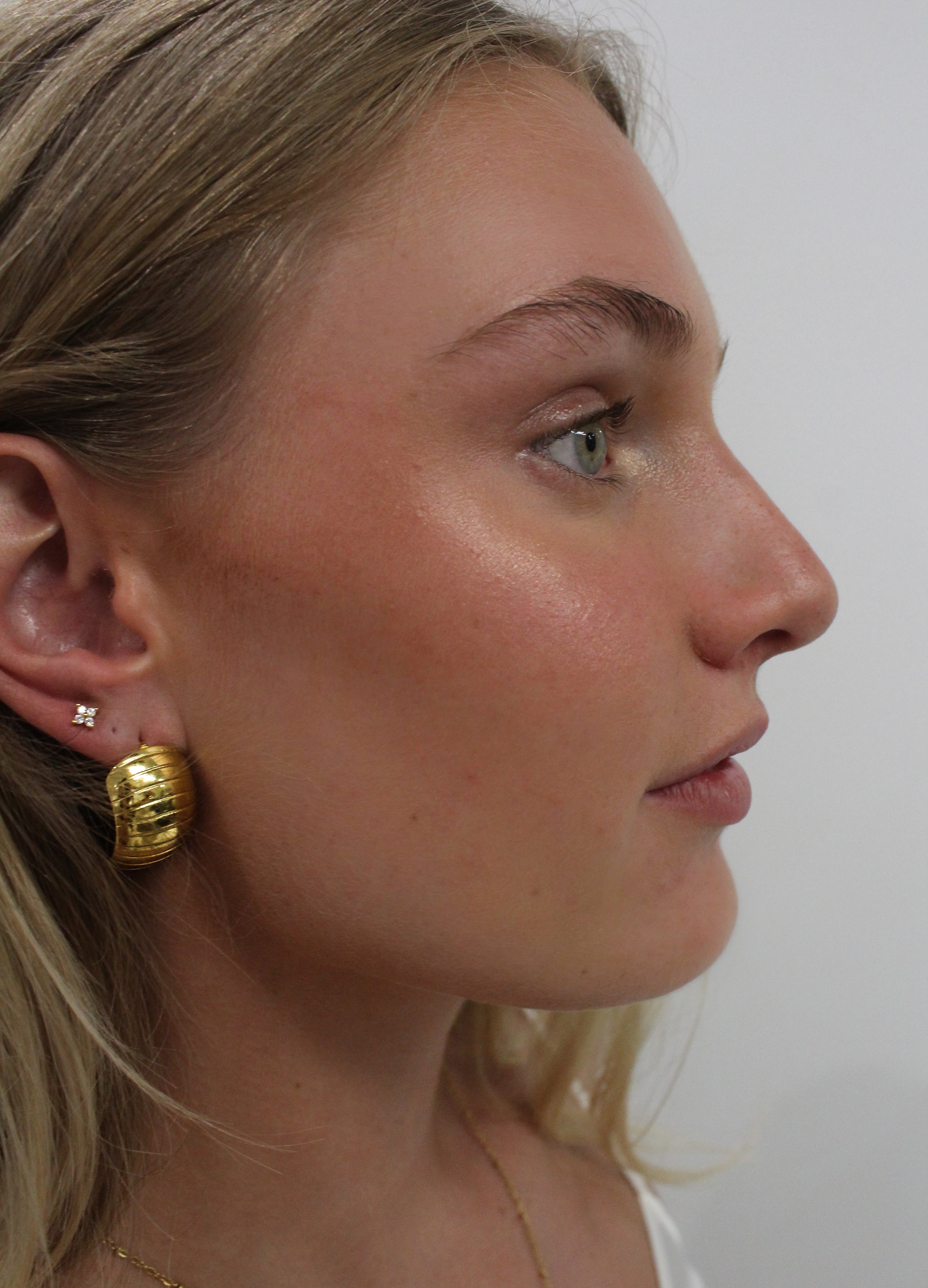 Textured Statement Gold Stud