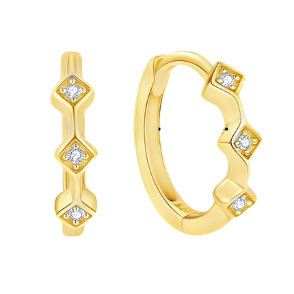 Teall Gold Huggie Hoops with Gemstone Detailing l Hypoallergenic