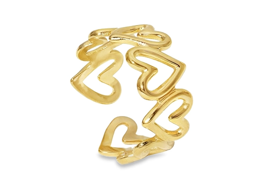 by Teall Duplicate Heart Adjustable Ring