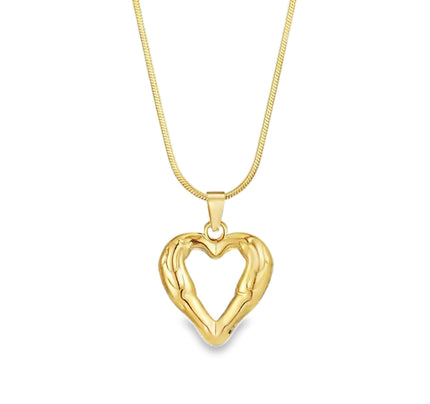 By Teall Textured Heart Pendant Necklace In Gold