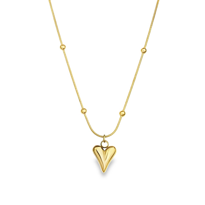 18k gold-plated necklace with love heart pendant, perfect for everyday wear, available at our Claremont, Perth store.